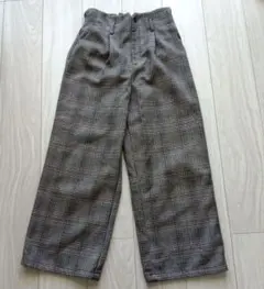 チェック柄 ワイドパンツ　イージーパンツL