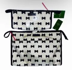 ★Katespade★ケイトスペード ポーチ 大小セット リボン 白 黒 ピンク