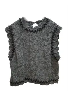 ZARA グレー M ビーズ付きニットベスト