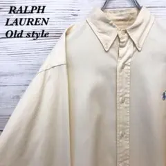 《希少》ラルフローレン☆長袖BDシャツ L 刺繍ロゴ イエロー NS353