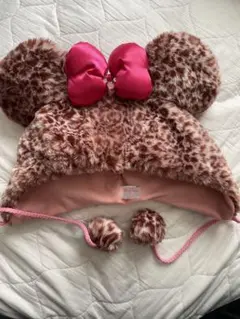 ディズニー　ファンキャップ　ヒョウ柄　ミニー