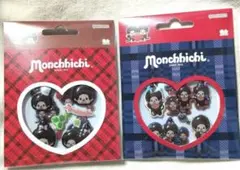モンチッチ ぷっくりシール2種セット　チェック赤.青