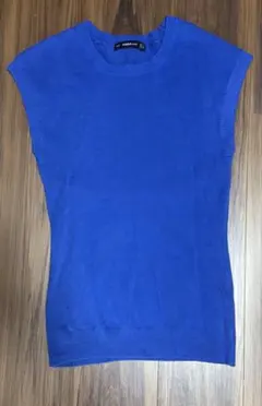 ZARA 鮮やかブルー フレンチスリーブニットM