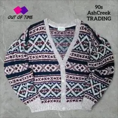 ヴィンテージ 90s AshCreek TRADING 総柄ニットカーディガンのサムネイル