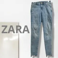 k3【ザラ】デニムパンツ/カジュアル 定番 ダメージ加工 人気 ブルー 着回しのサムネイル