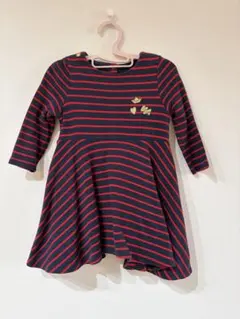Petit Bateau ネイビー×赤 ボーダーワンピース 24m/86cm