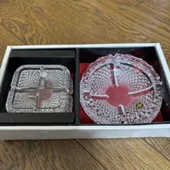 新品未使用　HOYA クリスタル ガラス 灰皿 小物入れ 2点セット