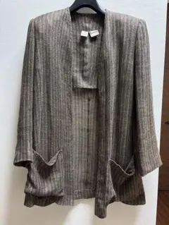 Krizia ノーカラージャケット 100%リネン