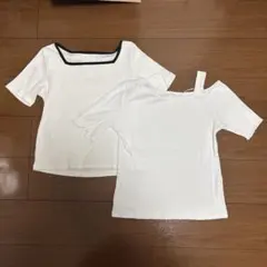 GU リブ編み ホワイト Tシャツ 半袖　2枚セット