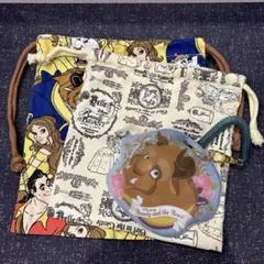 Disney ディズニー 美女と野獣 巾着袋 2枚セット 野獣 パスケース付き
