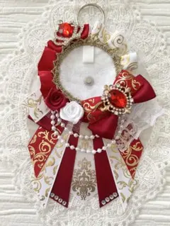 ୨୧1742 ハンドメイド 痛ロゼット♡レッド×ホワイト