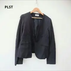 ​プラステ ノーカラージャケット S ネイビー セレモニー 通勤 ストレッチ