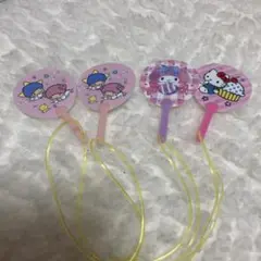 ハローキティ　マイメロディー　キキララ うちわマスコット　ぬいぐるみに！