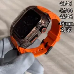 橙黒Apple Watch アップルウォッチ　ベルト　バンド　カバー　ケースg