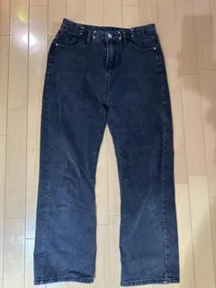 ブラック ハイウエストデニムパンツ