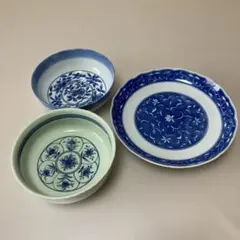 【たち吉】和食器 染付風 中鉢2点と大皿1点 計3点セット