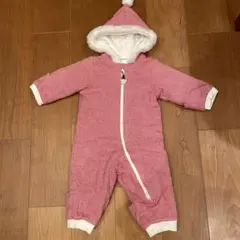 familiar 赤 チェック柄 フード付きジャンスーツ