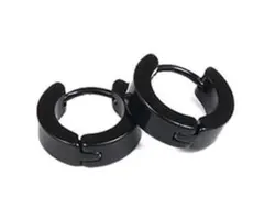 ピアス フープ 両耳 黒 リング サージカルステンレス 男女兼用