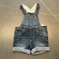 H&M 【80】ベビー デニムサロペット ハート ドット ショートオール