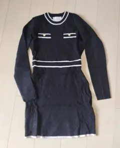 ミシェルマカロン ニットミニワンピース ブラック