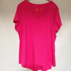 1点もの Xersion Vネック 半袖Tシャツ 2XL ピンク 大きいサイズ
