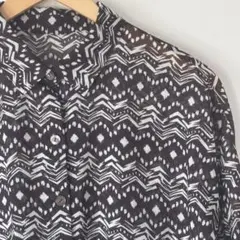 Leilian レリアン 長袖 シャツ 透け感 総柄 カジュアル 薄手