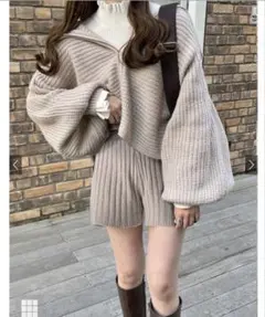 完売品　グレイル　フリルハイネックリブニットトップス[k8549v] 白　長袖