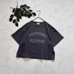 7889✾ラコレ✾半袖カットソー【M】プリントTシャツ/グレー/ショート/綿混のサムネイル