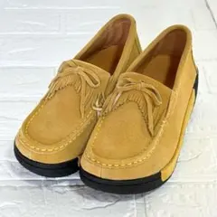 フリンジリボン スエード調 ローファー 23.5〜24cm モカシン