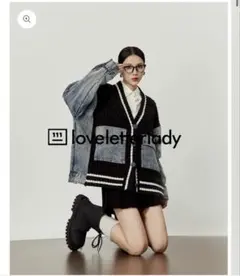 【Aurora Boutique】デニムニットジャケット LLA0407