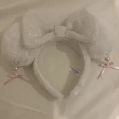 ディズニー カチューシャ ミニー ホワイト スパンコール イヤリング