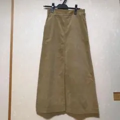 ベージュ コーデュロイ タイトロングスカート