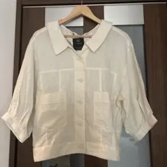 w closet シャツ アイボリー 編み込みリボン
