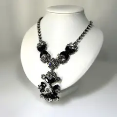 【F】美品！！キラキラ　大ぶり　ビジュー　ネックレス　アリソンブラウン？