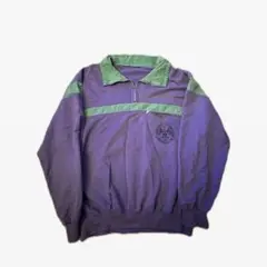 パープル ハーフジップ トレーナー 紫 緑