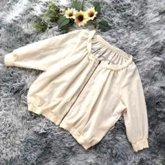 n,n,【M】クリーム色 ジッパー付き トップス 軽量 柔らかい ラウンドネック