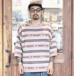 新品未使用 ウィアード 七分丈ニット サマーニット ボーダー ハート 刺繍