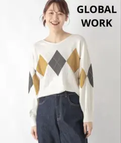 【新品タグ付き】GLOBAL WORK スッキレイVネックプルオーバー　Lサイズ