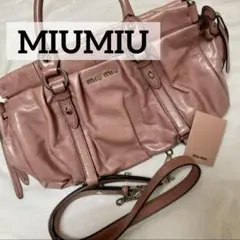 miu miu VITELLOLUX 2WAY bag Ribbon pink