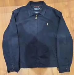 【90s 】ポロラルフローレン スイングトップ ネイビー 裏地チェック XL