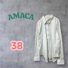 AMACA アマカ　ホワイトカラー　長袖シャツ サイズ38のサムネイル