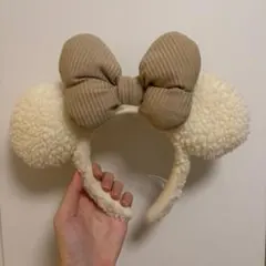 ディズニー　ミニー　カチューシャ　白　もこもこ　ふわふわ　クリスマス　ホワイト