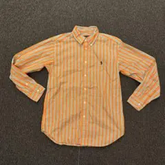 Y2K 90s希少配色　ポロラルフローレン ストライプシャツ ボーイズ　オレンジ