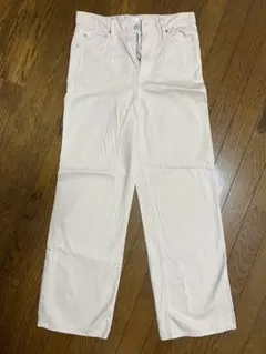 ユニクロ　ワイドストレートジーンズ　ライトピンク25