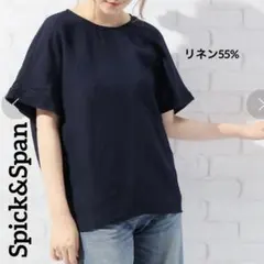 Spick &Span リネン混　半袖ブラウス ネイビー　Fのサムネイル