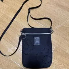 MARY QUANT ブラック スマホショルダーバッグ