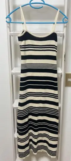 ストライプ ノースリーブ マキシワンピース