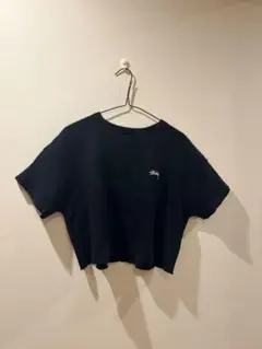 Stussy ブラック クロップドTシャツ 短丈　M
