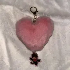 モンチッチ ハート ふわふわファー＆アクリルチャーム モンチッチちゃん