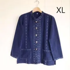 モーホーム　メンズ　XL　インディゴ　タイ服　ステッチ入り　ソフトジャケット